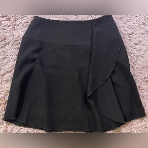 LOFT Ruffle Front Cascade Skirt Black Dainty 00P Petite